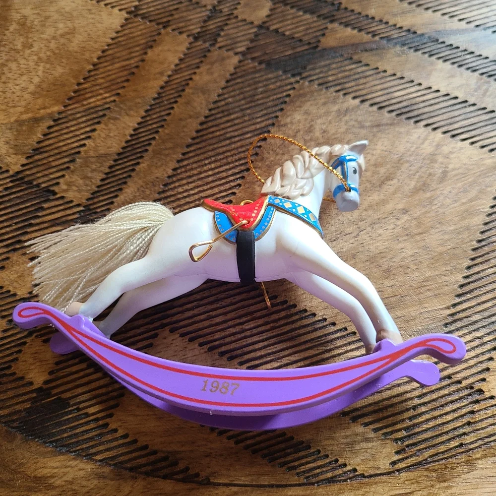 Hallmark 1987 rocking horse ornament with box